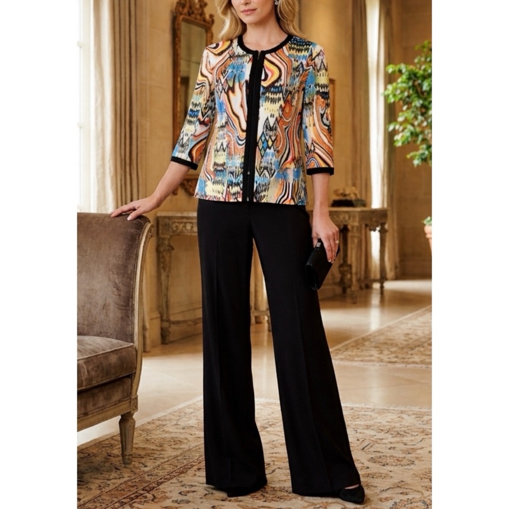JOSEPH RIBKOFF SHIMMERY ART TO WEAR FORMAL JACKET 20 CROP PSYCHEDELIC STATEMENT